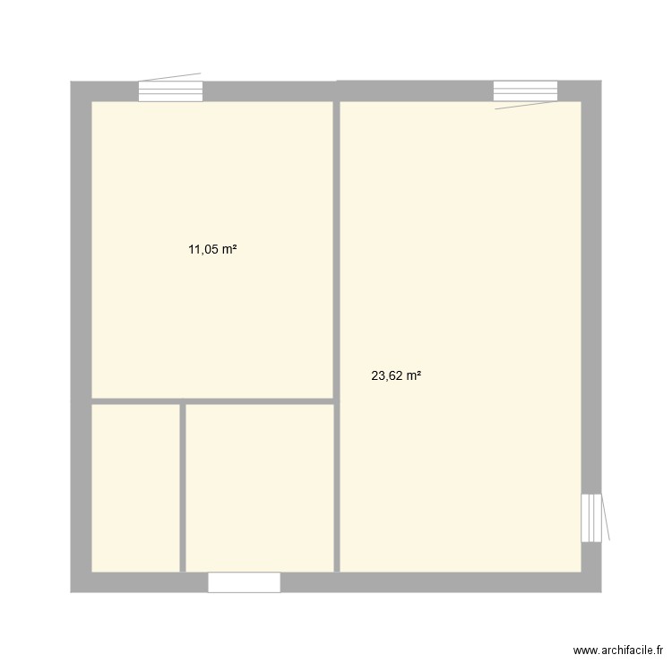 plan base 2. Plan de 2 pièces et 35 m2