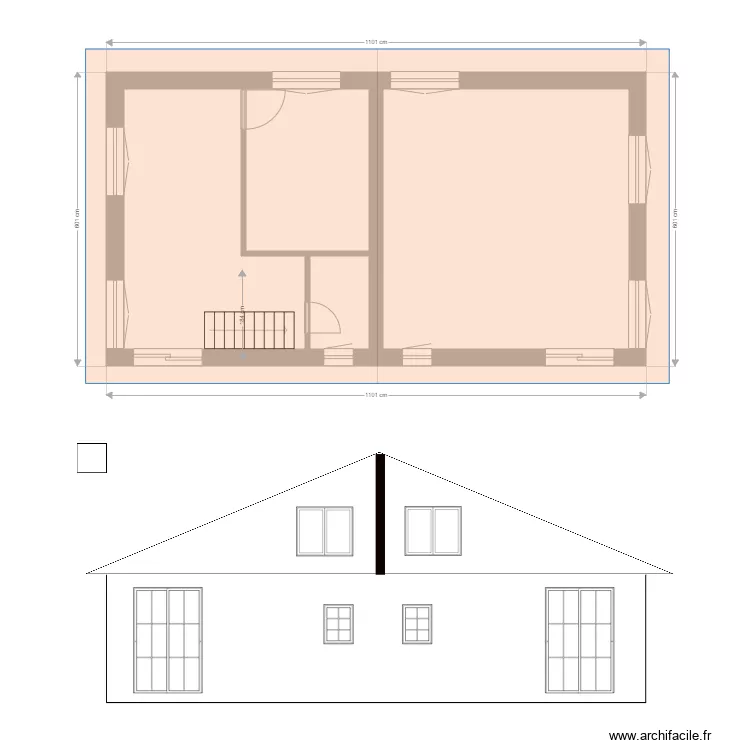 chalets coupe. Plan de 