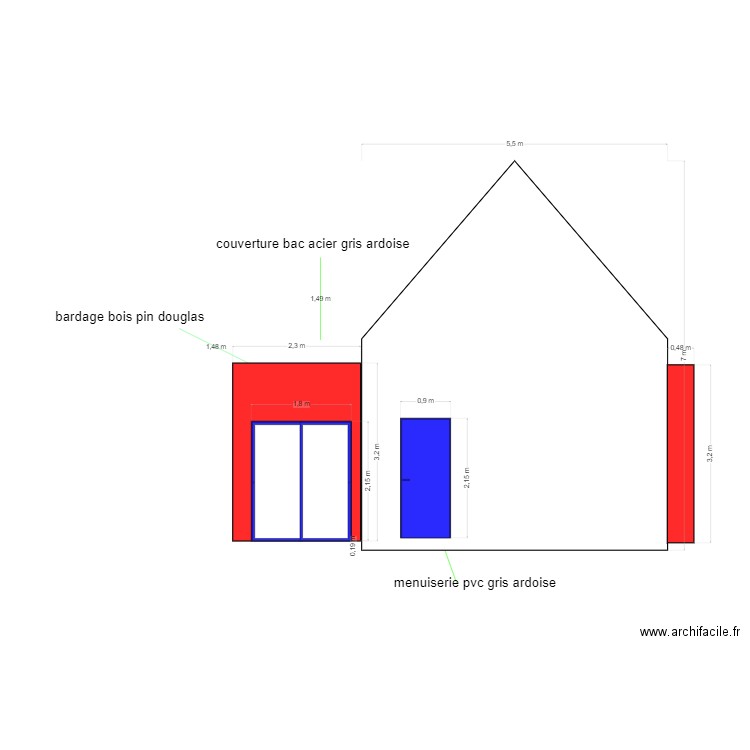 facade droite extension. Plan de 0 pièce et 0 m2