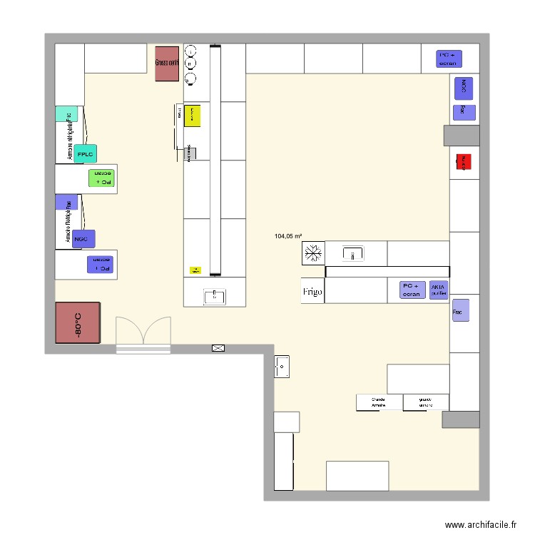 P2R biotechnologie v1. Plan de 1 pièce et 104 m2