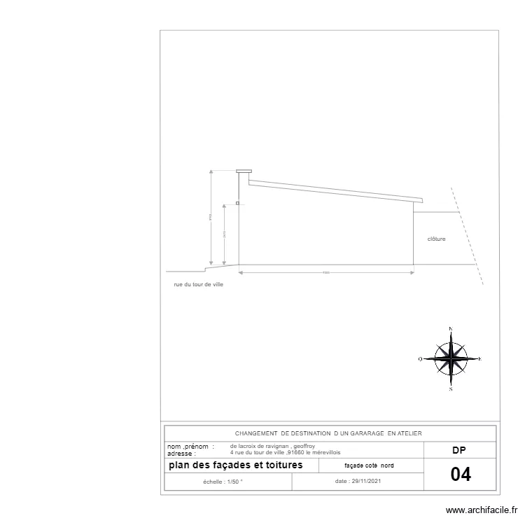 plan de cot&eacute; nord   initial dp 04. Plan de 