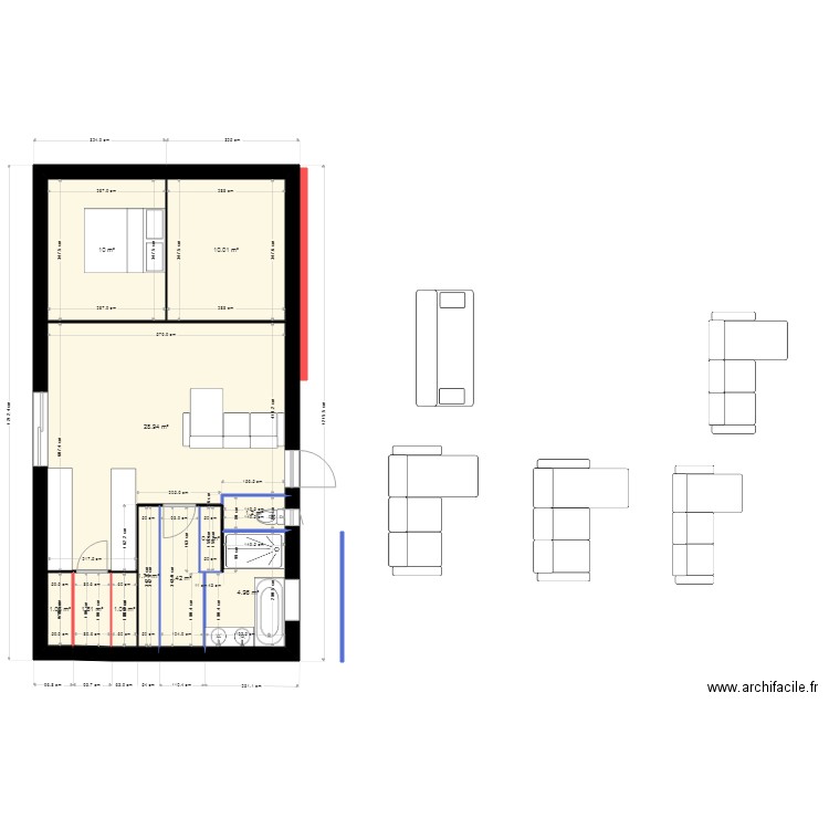 maison garage. Plan de 11 pièces et 65 m2