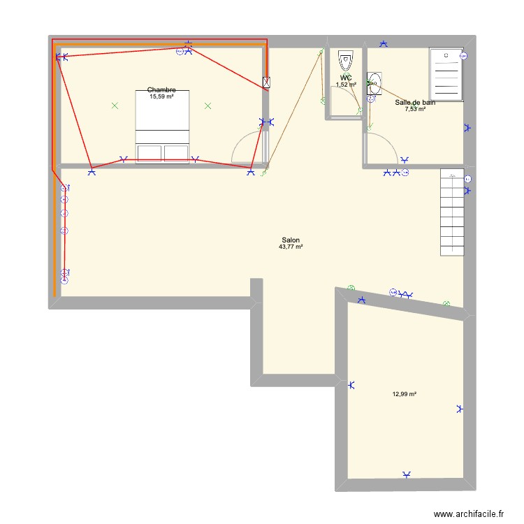 appart nimes. Plan de 5 pièces et 81 m2