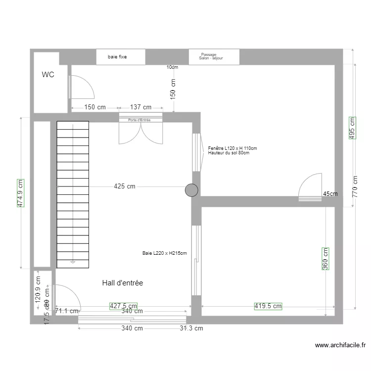 hall entr&eacute;e . Plan de 