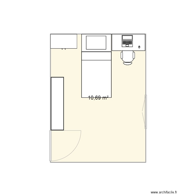 ugo. Plan de 1 pièce et 11 m2