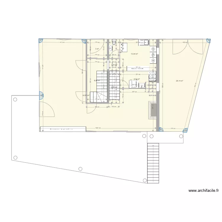 plan Oct 21pr&eacute;vision meubl&eacute; et terrasse ext&eacute;rieure. Plan de 