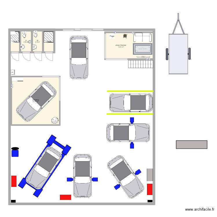 Taller Padre Damian. Plan de 6 pièces et 47 m2