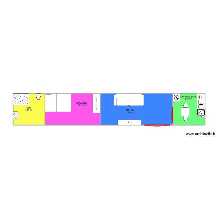 JLOUIS ROY. Plan de 4 pièces et 35 m2