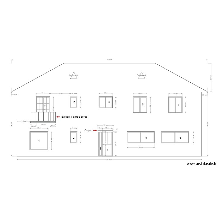 Pouancé - Façade Nord - Projet. Plan de 0 pièce et 0 m2