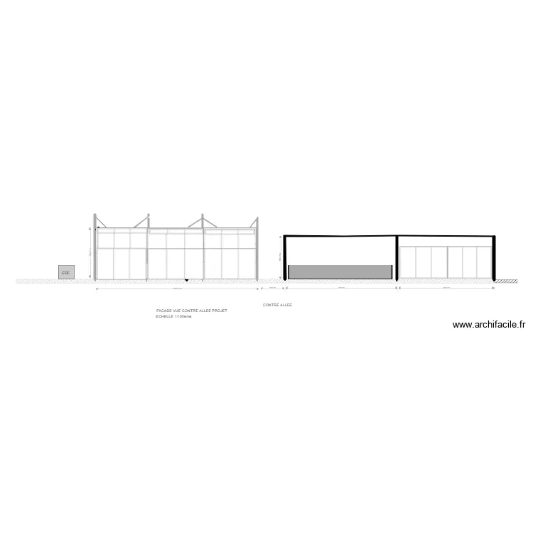 FACADE CONTRE ALLEE  PROJET. Plan de 