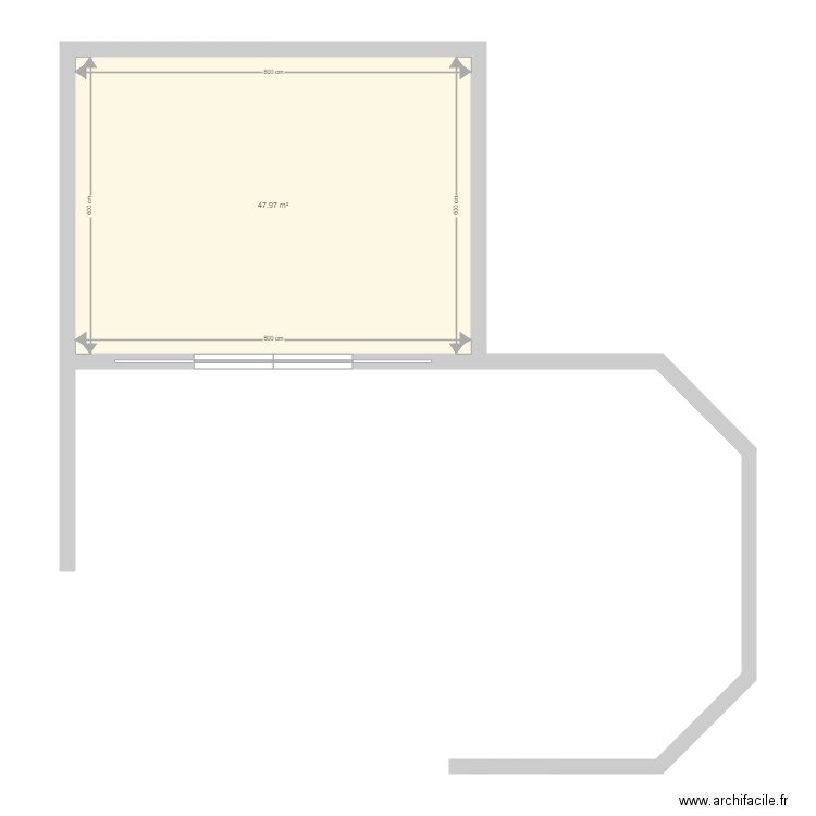 Projet salle de son séparé. Plan de 1 pièce et 48 m2