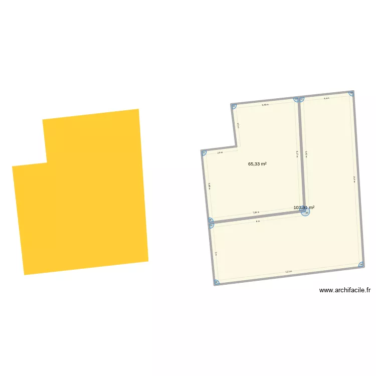 TERRAIN. Plan de 2 pièces et 169 m²