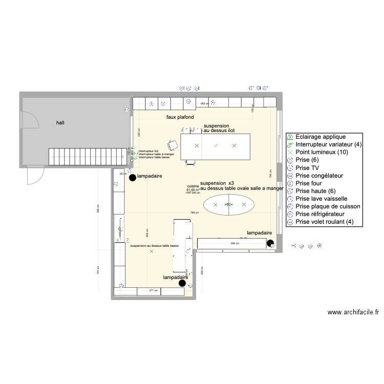 AISSA implantation electrique . Plan de 2 pièces et 78 m2