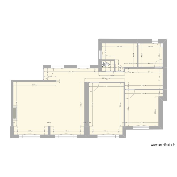 Secrétan EDL. Plan de 6 pièces et 69 m2