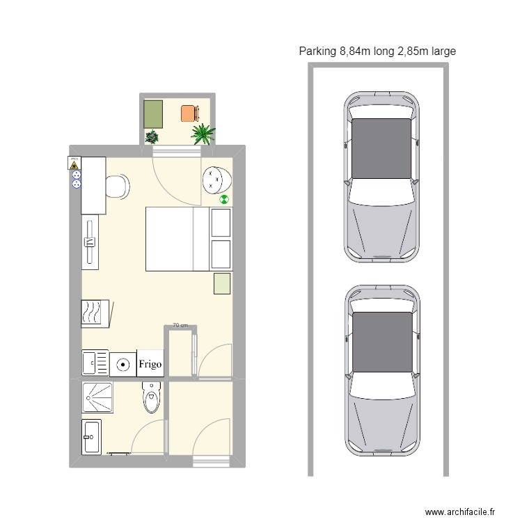 studio raphael. Plan de 5 pièces et 22 m2