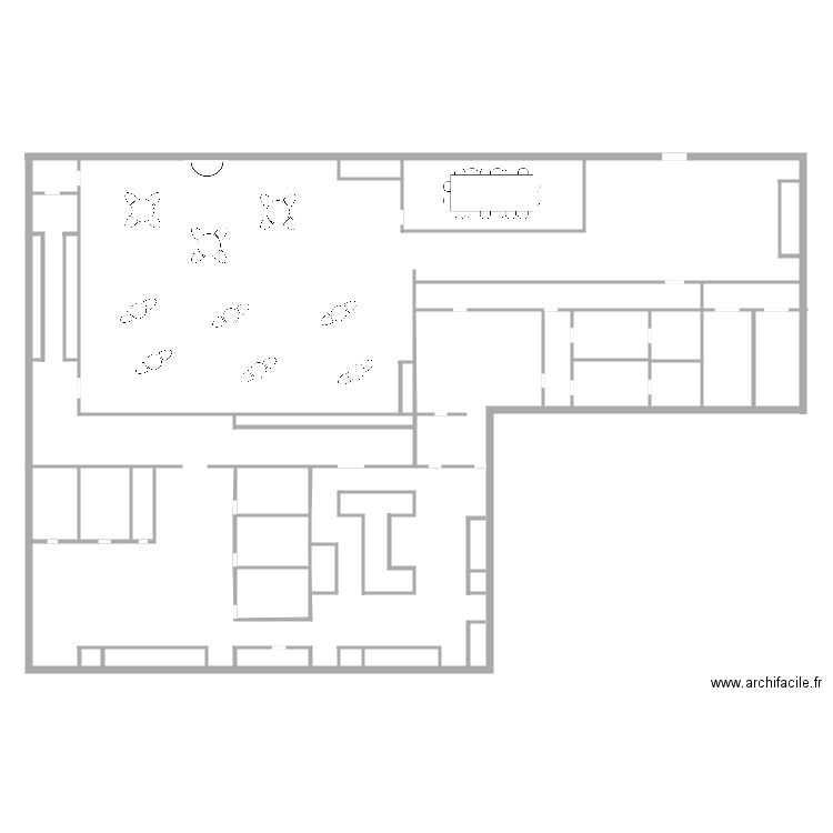 ristorante. Plan de 14 pièces et 42 m2