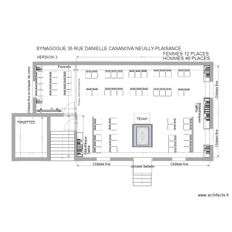 SYNAGOGUE VERSION 3. Plan de 2 pièces et 17 m2