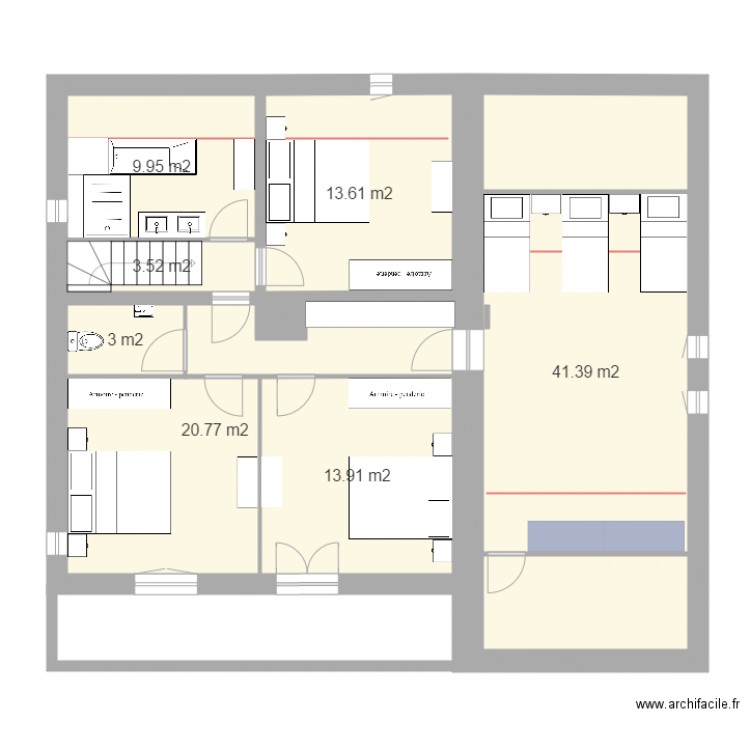 CL etage 1. Plan de 0 pièce et 0 m2