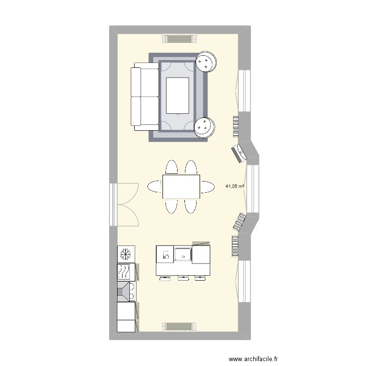 Régis Séjour V2 CUISINE. Plan de 1 pièce et 41 m2