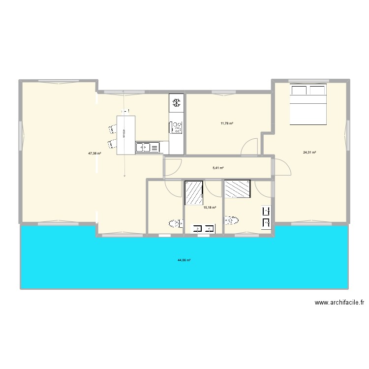 Mangoplaya 1. Plan de 6 pièces et 148 m2