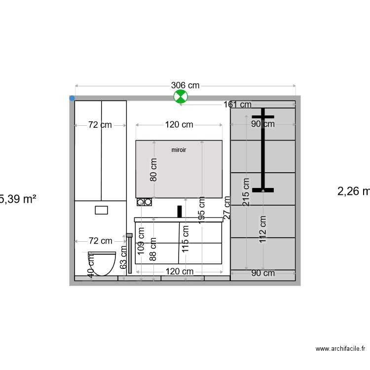 SdB AA face 2. Plan de 0 pièce et 0 m2