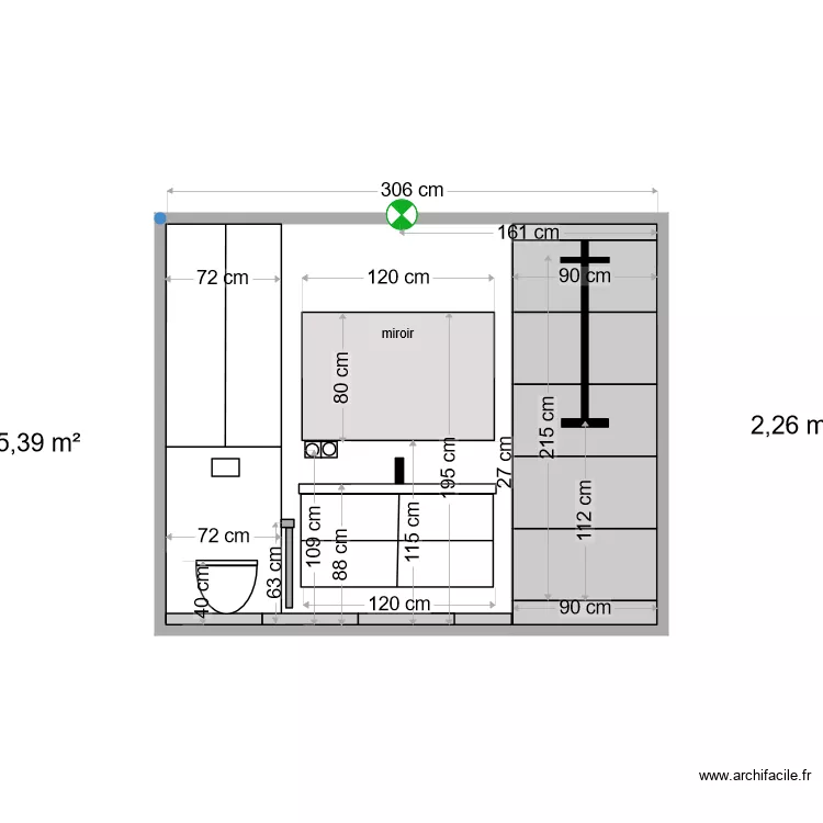 SdB AA face 2. Plan de 