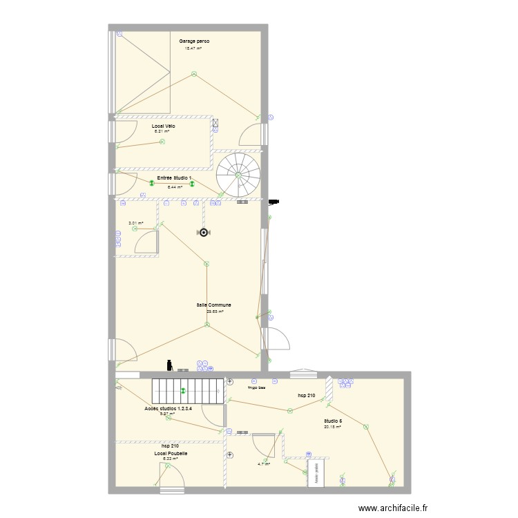 salle commune studio ELEC Z3. Plan de 0 pièce et 0 m2