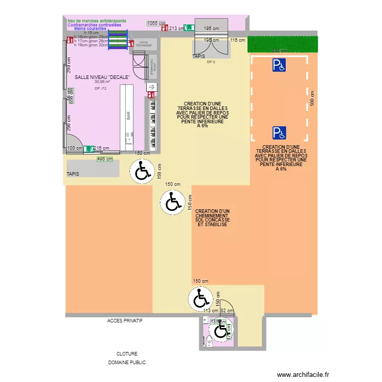 SANITAIRE LA FONTAINE DU MONT APRES TRAVAUX. Plan de SANITAIRE LA FONTAINE DU MONT APRES TRAVAUX. Plan de