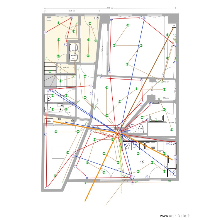 boetie bas élec. Plan de 14 pièces et 82 m2