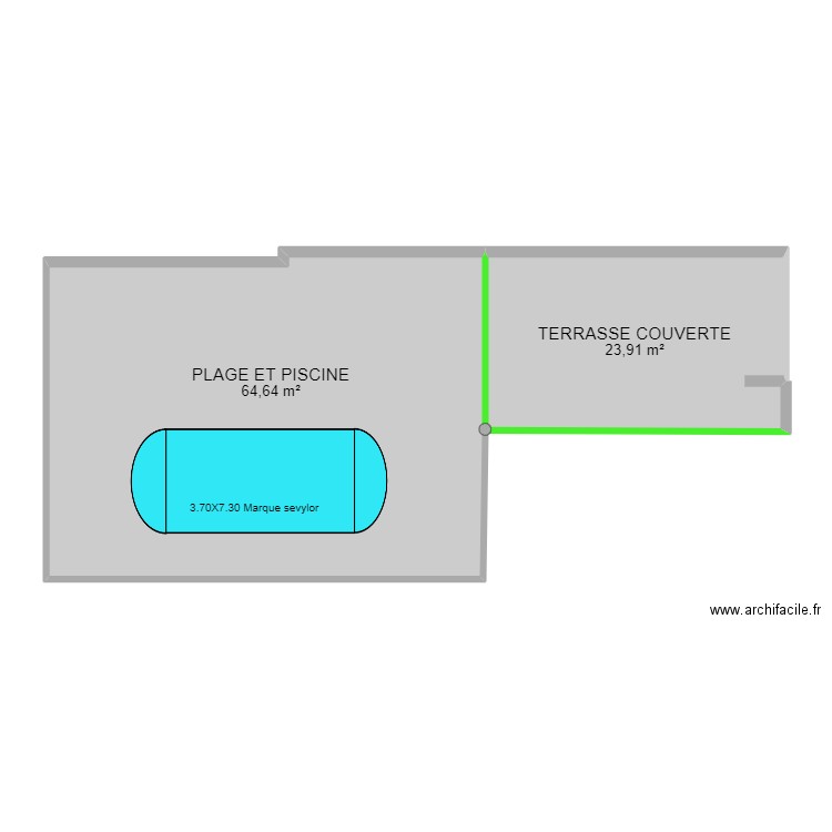 picine. Plan de 2 pièces et 89 m2