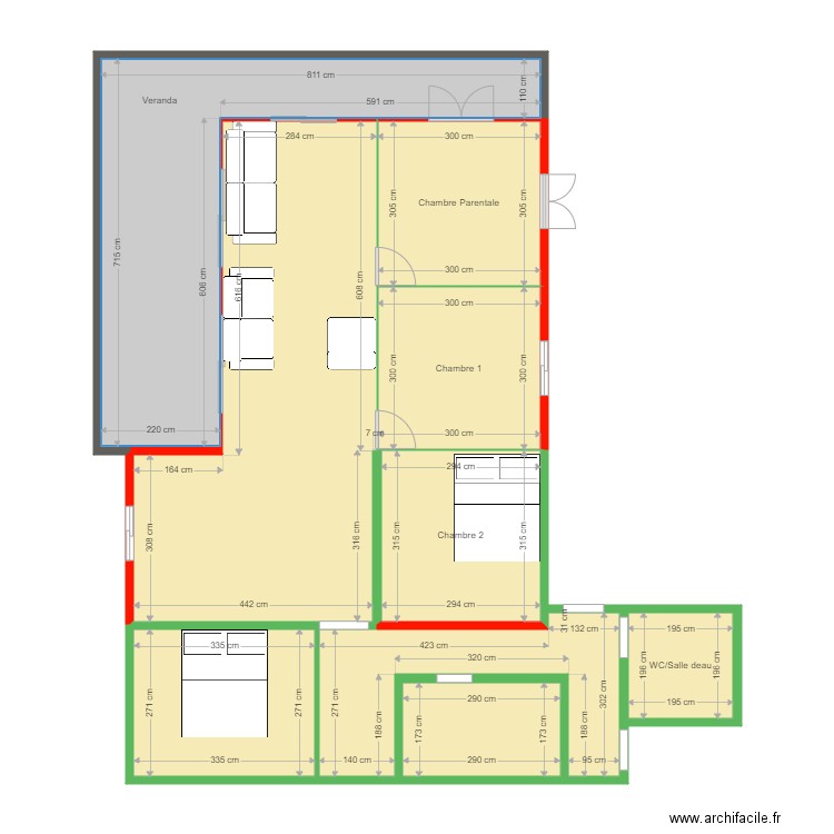 Maison Maman rénovation. Plan de 9 pièces et 108 m2
