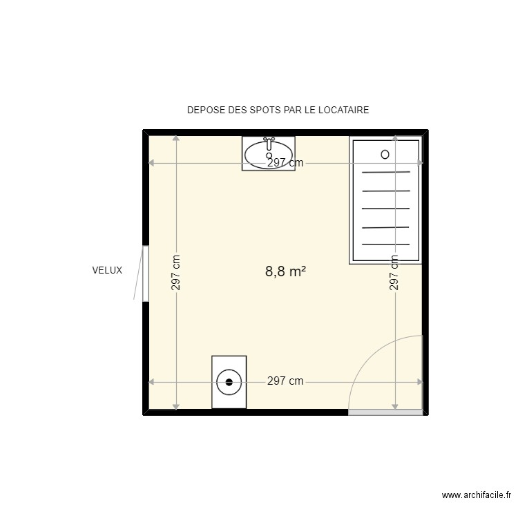 DELATTRE ALAIN . Plan de 1 pièce et 9 m2