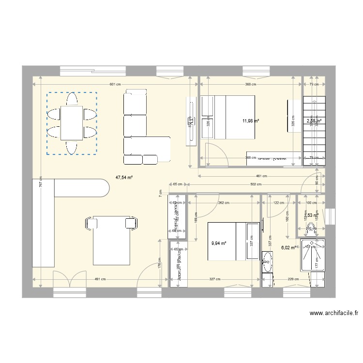 maison p37300. Plan de 6 pièces et 80 m2