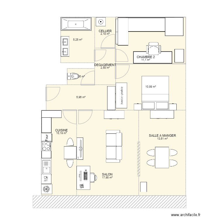 Maurecourt. Plan de 10 pièces et 81 m2