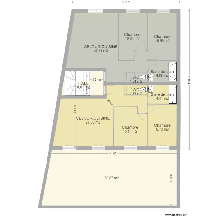 cel RDC Etage REF CENTRE Plancher  gazon. Plan de 