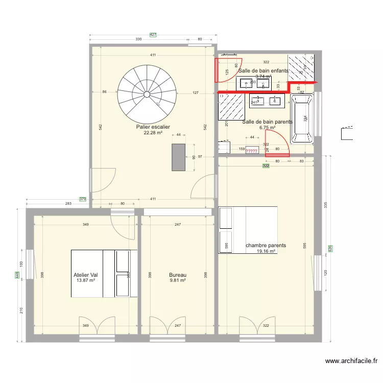 3 chambres &eacute;tage. Plan de 