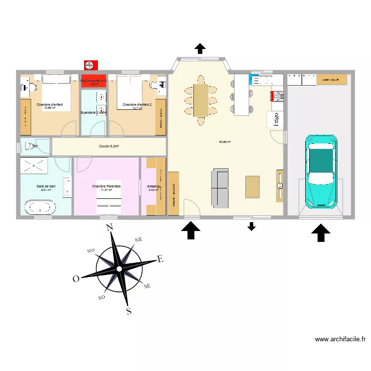 MAISON DROITE arrentiere sans salle de jeu. Plan de 