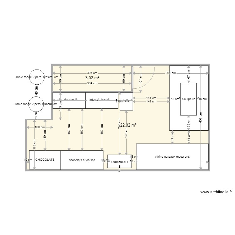 salon du chocolat 2022 v1. Plan de 2 pièces et 26 m2