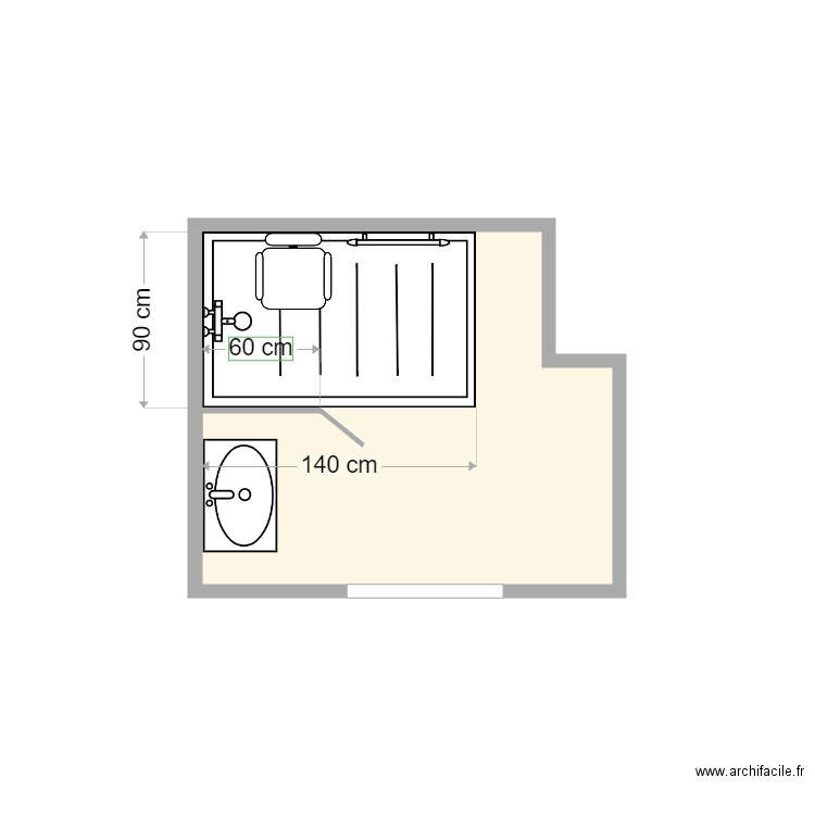 plan apres travaux philip. Plan de 1 pièce et 4 m2