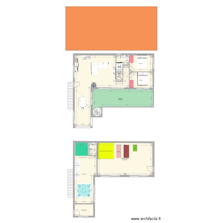 Extension lodge . Plan de 0 pièce et 0 m2