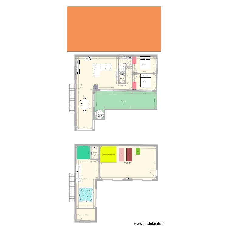 Extension lodge . Plan de 0 pièce et 0 m2