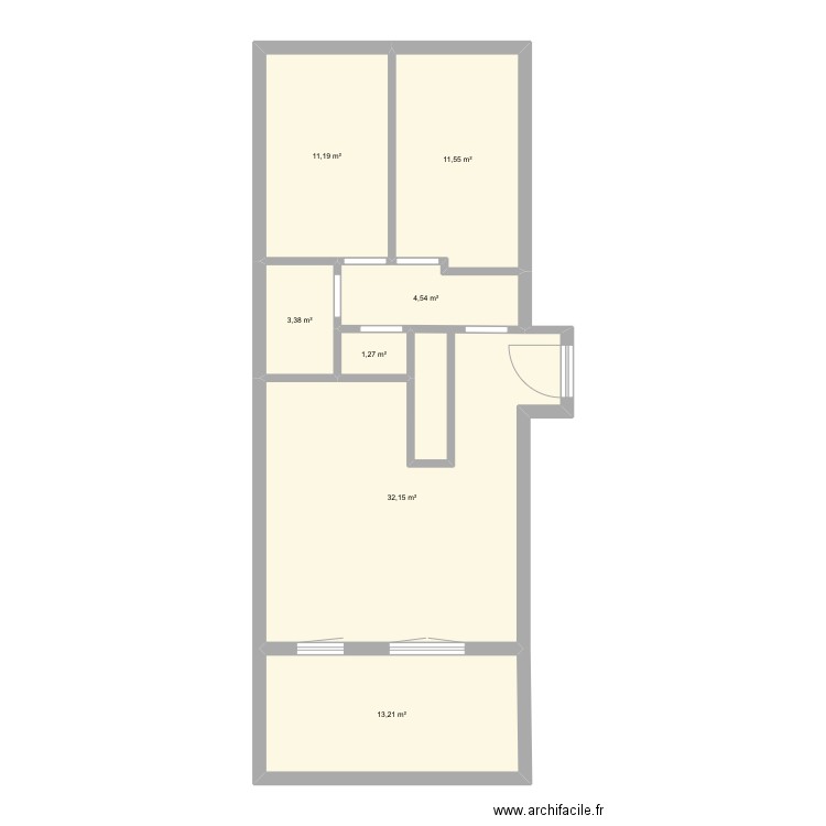 Plan appart. Plan de 7 pièces et 77 m2