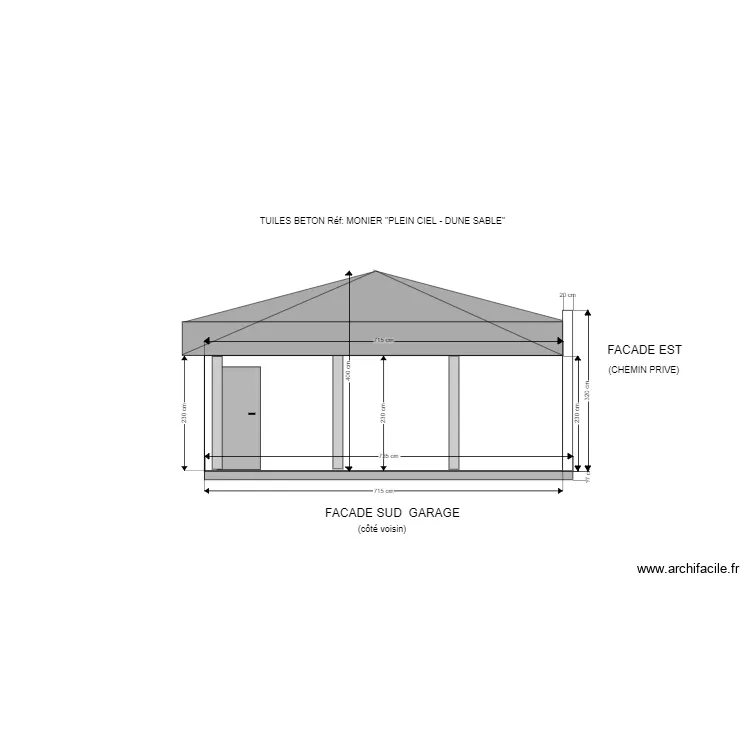 FACADE SUD GARAGE 33610. Plan de 