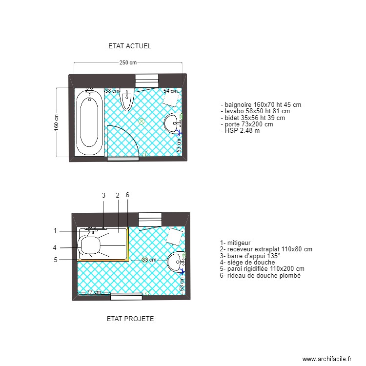 ACCESS ROSATO. Plan de 2 pièces et 8 m2