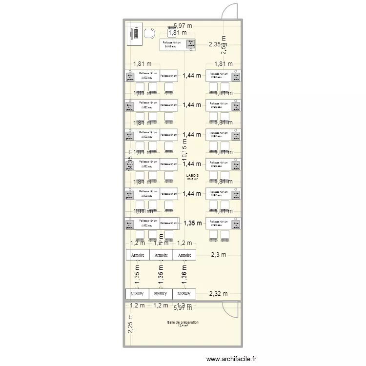 Labo 3. Plan de 2  et 99 m²