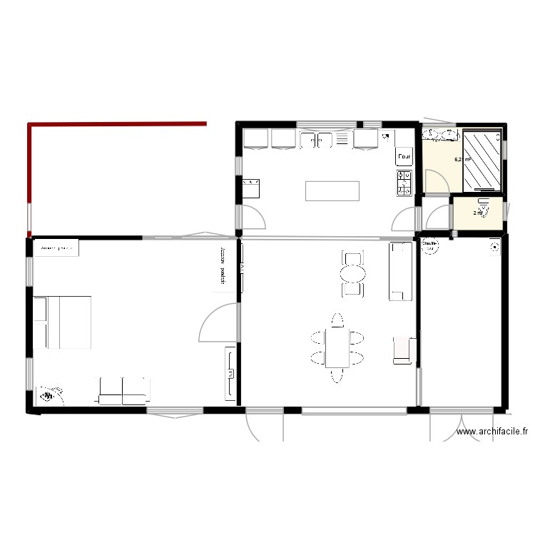 maison. Plan de 2 pièces et 8 m2