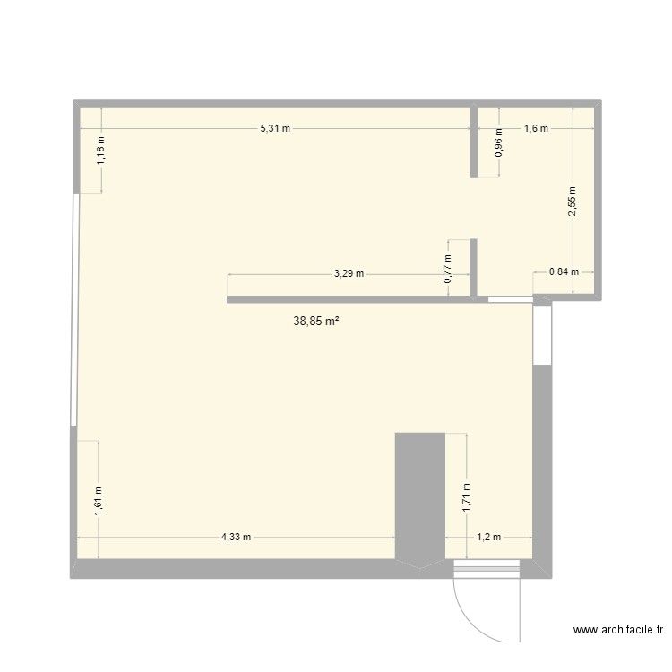 maison mamie a modif. Plan de 1 pièce et 39 m2