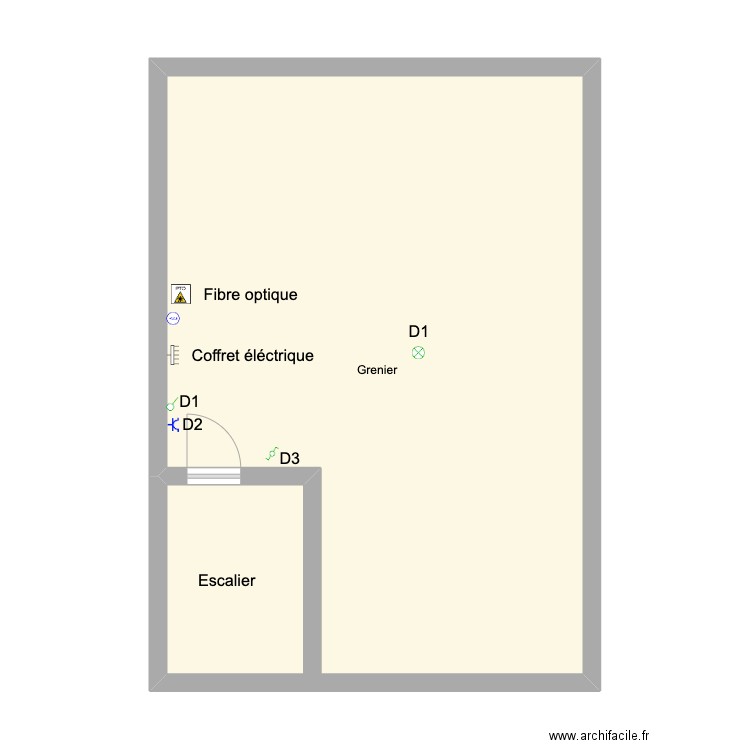 Grenier . Plan de 1 pièce et 54 m2