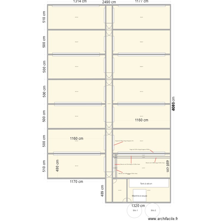 Gaec des Combards plan intérieur. Plan de 25 pièces et 881 m2