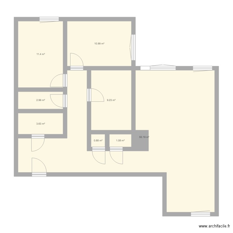 Apppartement 83m. Plan de 0 pièce et 0 m2